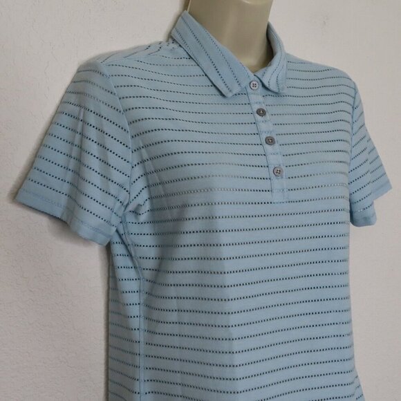 Adidas Womens Small Climacool Perforated Short Sleeve Blue Polo Tennis Shirt Top - Picture 2 of 10